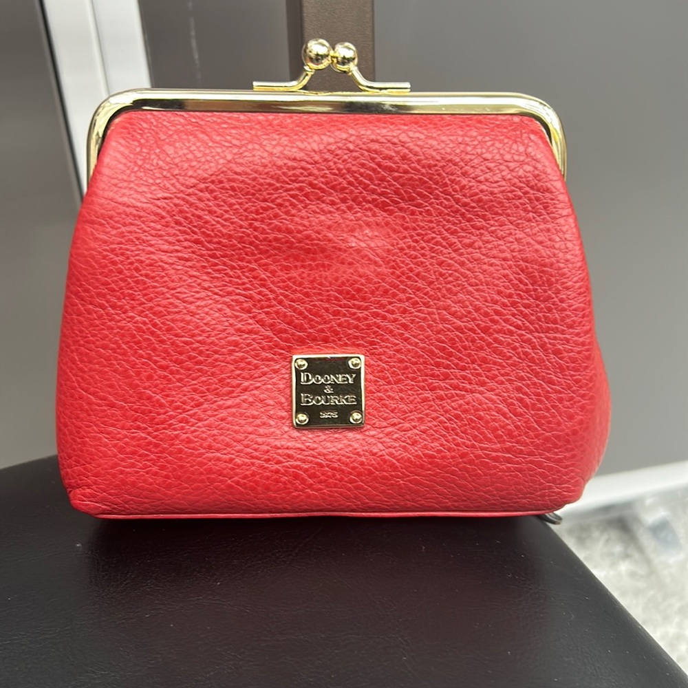 Dooney & Bourke Red Leather Kiss-Lock Coin Purse